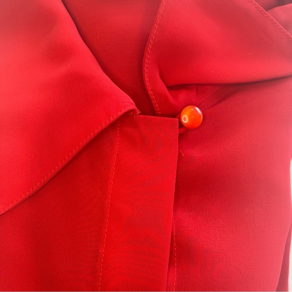 VINTAGE LA BLOUSE Bright Red Button Down Collared Women’s Blouse Size 20W - Picture 5 of 14